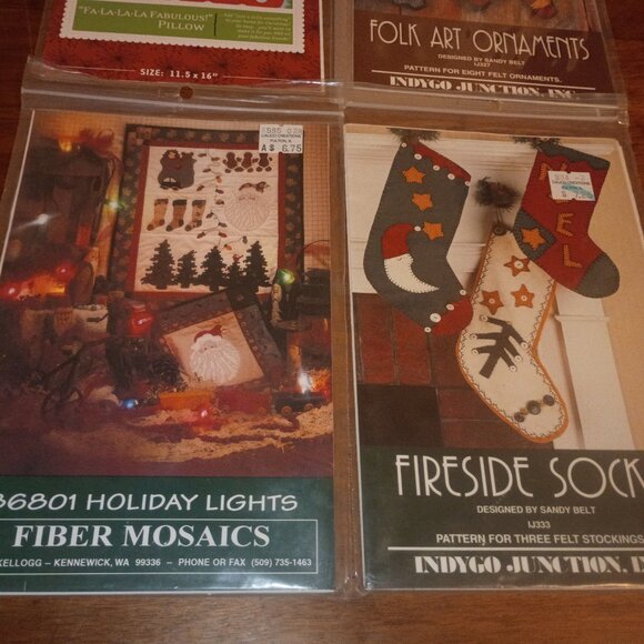 Lot of 4 Vintage Holiday-Themed Christmas Fiber Craft Patterns Kits OOP - Picture 2 of 6